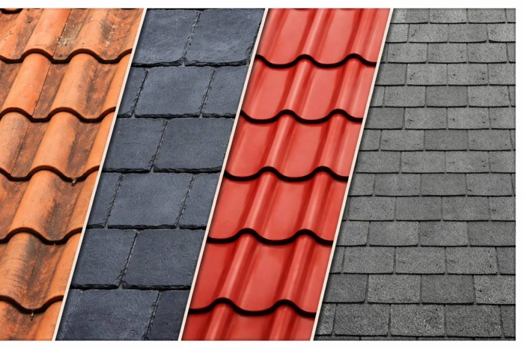 Quatre matériaux de toit différents